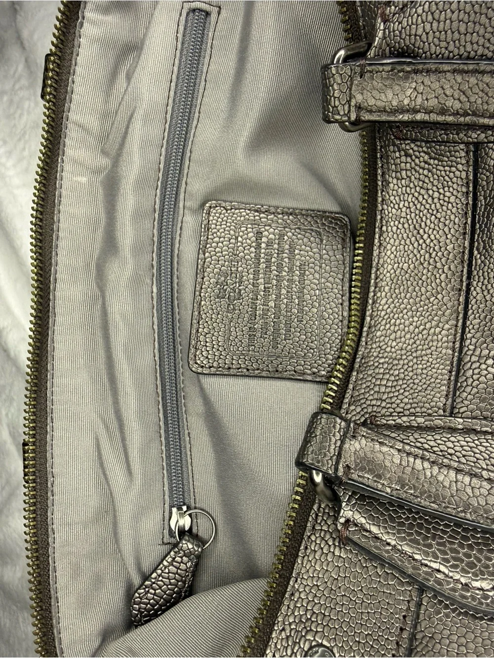 Coach Silver Pebbled Leather Tote with Detachable Crossbody Strap
